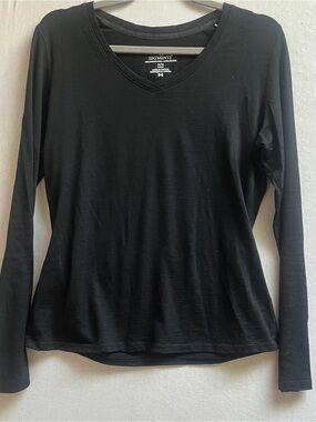 Segments 100% Merino Wool Black Long Sleeve V-Neck Top Womens M